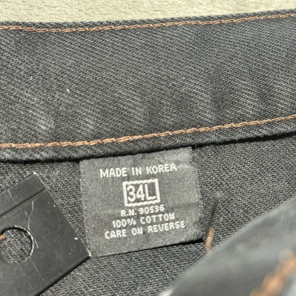 VTG Forty Eight Denim Co Tech Wear Pants Mens 34x34 Black Wide Leg Skate Y2K 90s